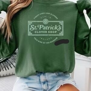 Green St. Patrick's Clover Shop Sweatshirt